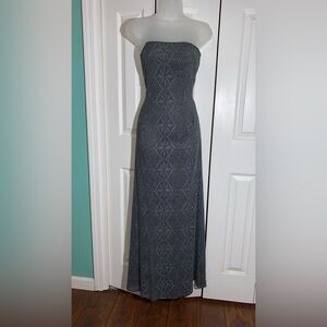 Jessica McClintock Collections Gray Lace Overlay Strapless Dress 4 Maxi  AA10